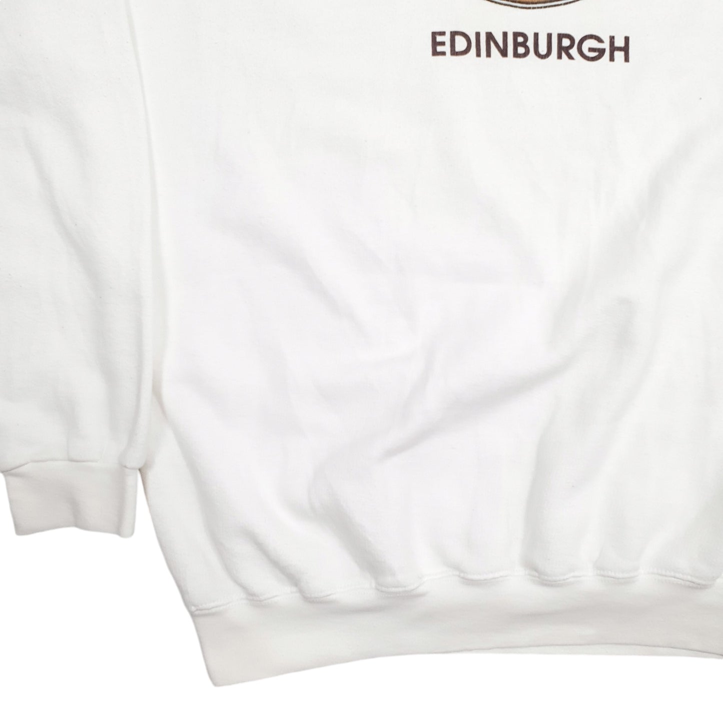 Mens White Hard Rock Cafe Edinburgh Spellout Crewneck Jumper