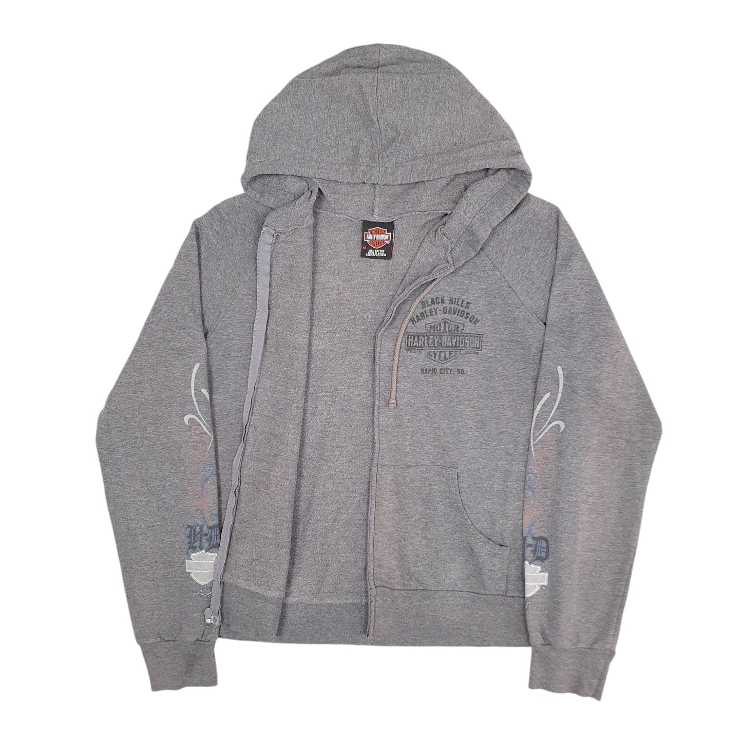 Womens Grey Harley Davidson Hoodie Full Zip Jumper
