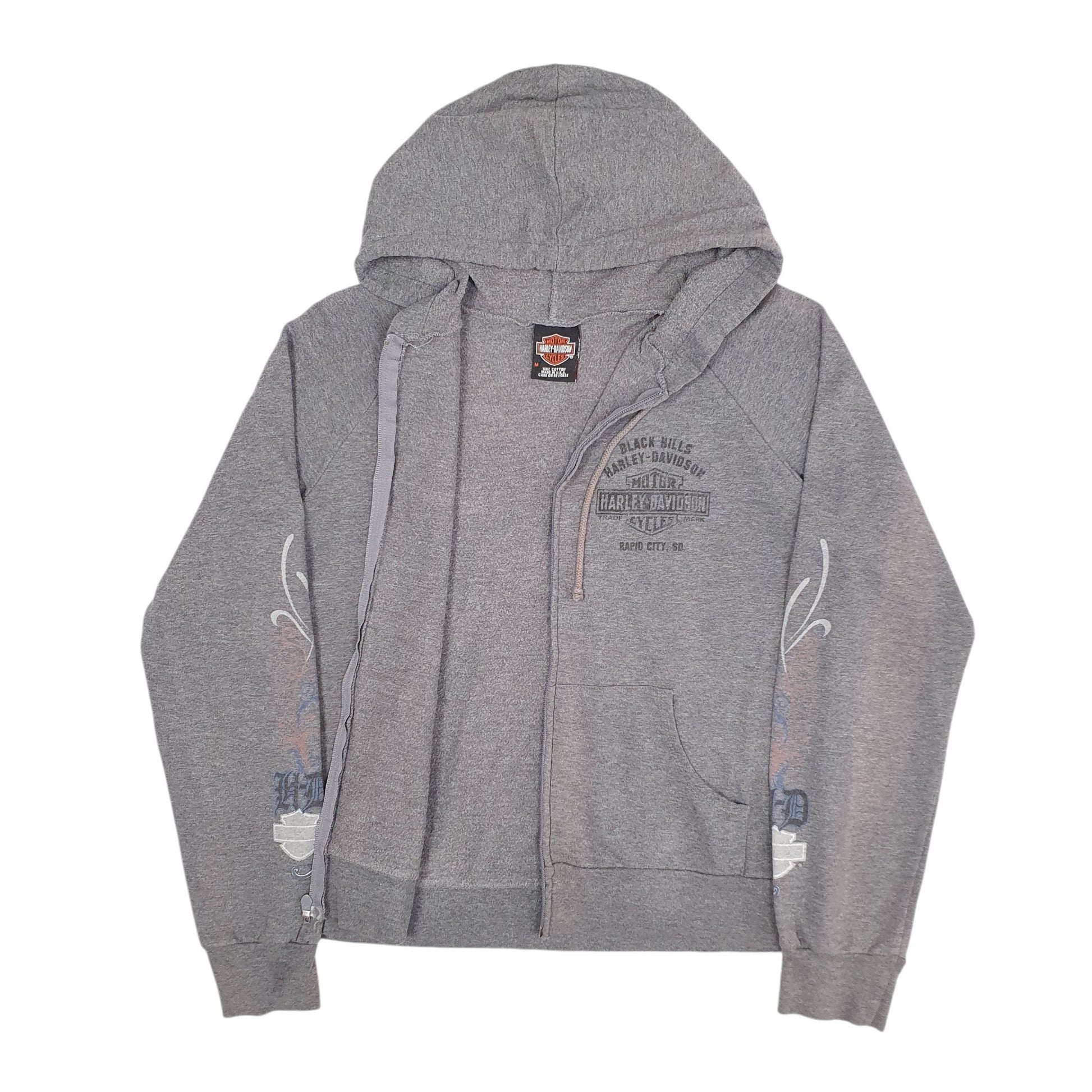 Womens Grey Harley Davidson Hoodie Full Zip Jumper