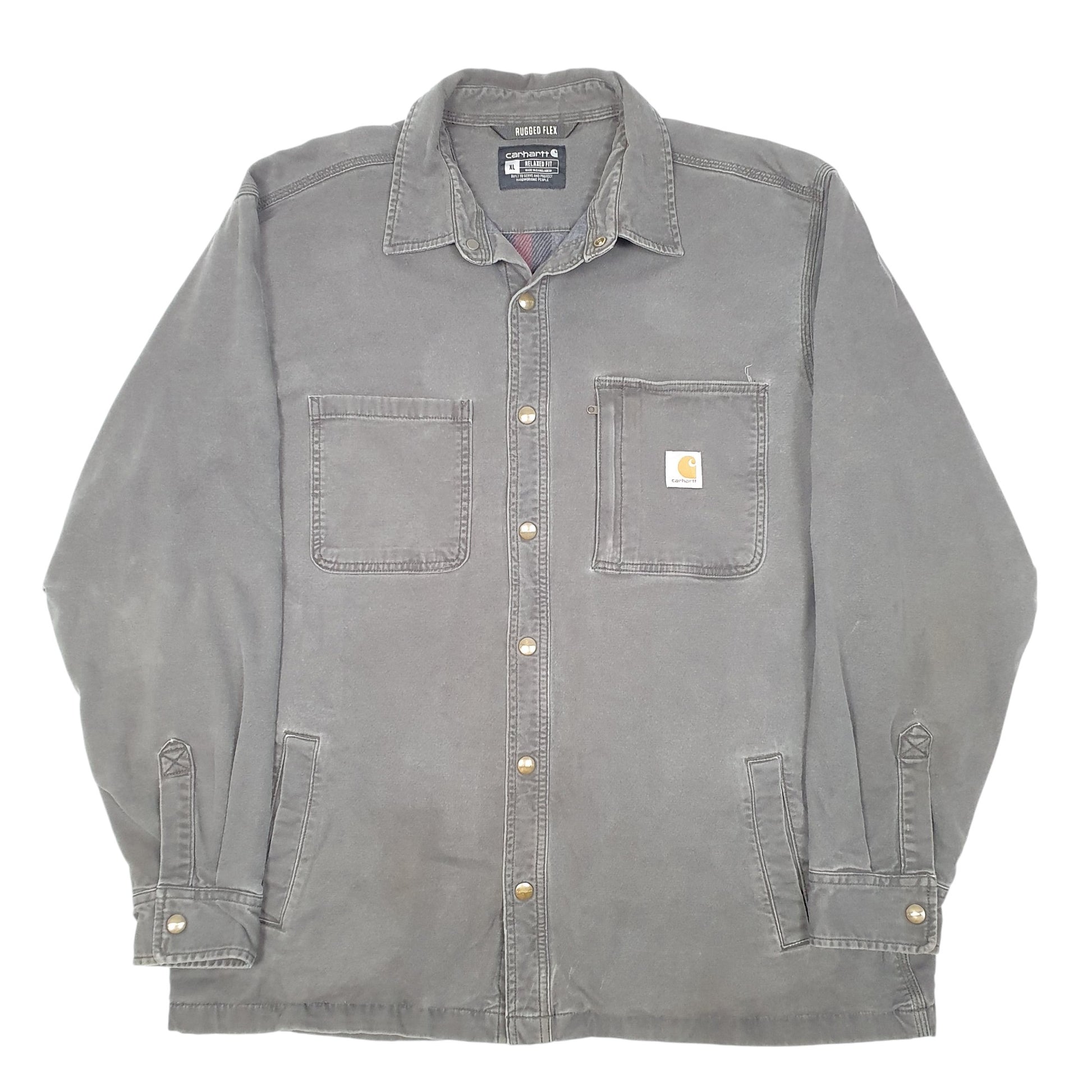 Mens Grey Carhartt Overshirt Shacket Lined Rugged Flex  Coat