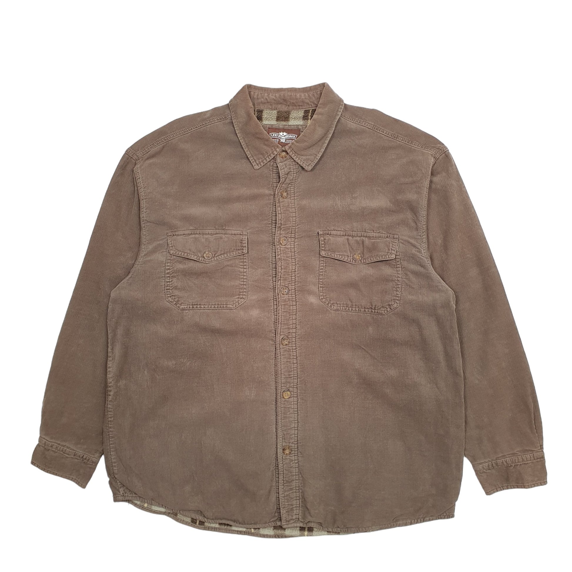 Mens Brown Levis Shacket Overshirt Fleece Lined Long Sleeve Shirt