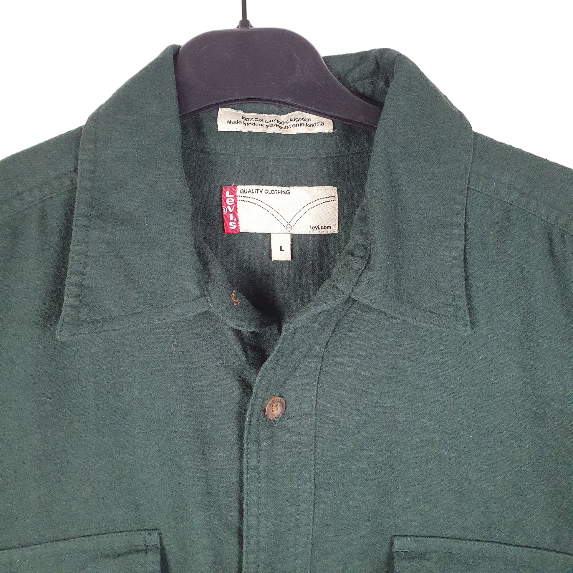 Mens Green Levis Flannel Overshirt Shacket Chamois Long Sleeve Shirt