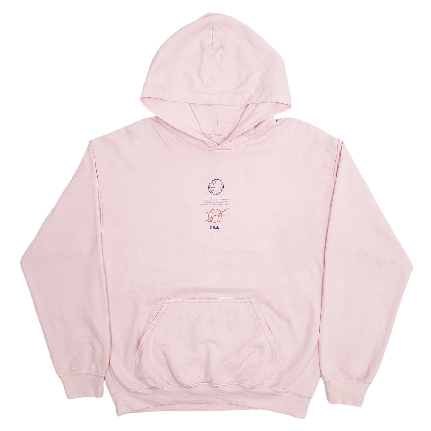 Womens Pink Fila Spellout Hoodie Jumper