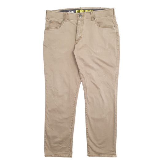 Mens Brown Lee Extreme Motion Chino Trousers