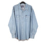 Mens Blue Wrangler Denim Jeans Western Pearl Snap Cowboy Long Sleeve Shirt