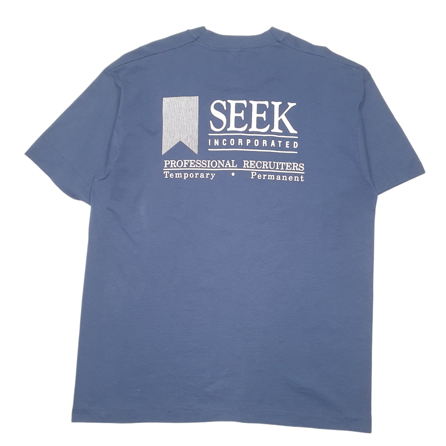 Mens Navy Unbranded Single Stitch Vintage 90s Seek Incorporated Short Sleeve T Shirt