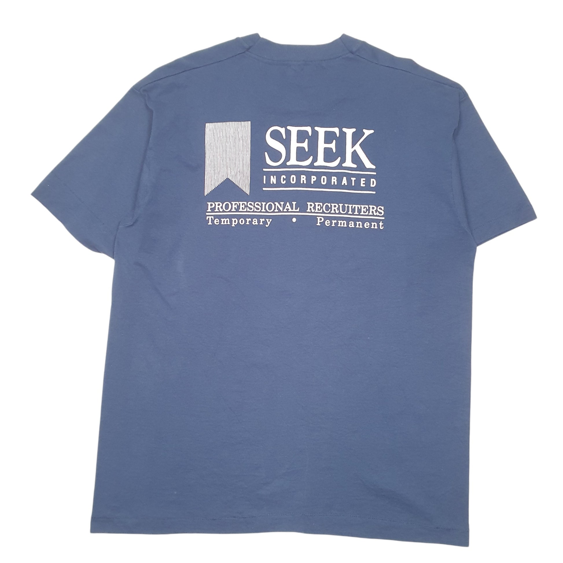 Mens Navy Unbranded Single Stitch Vintage 90s Seek Incorporated Short Sleeve T Shirt