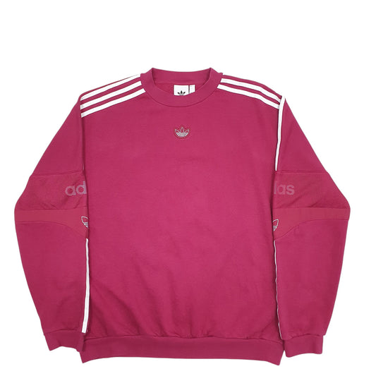 Mens Burgundy Adidas  Crewneck Jumper