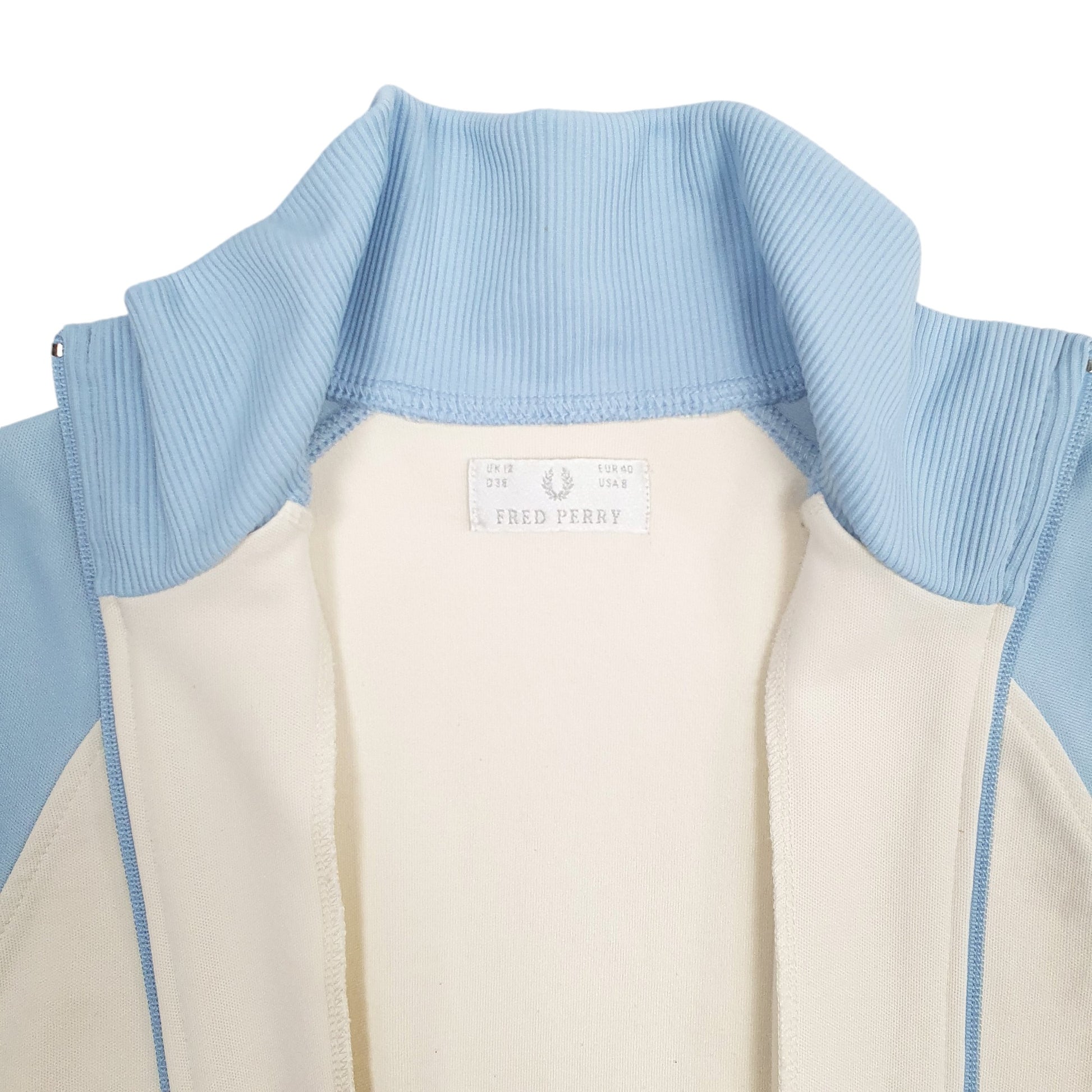 Womens Blue Fred Perry Track Top Full Zip Jumper