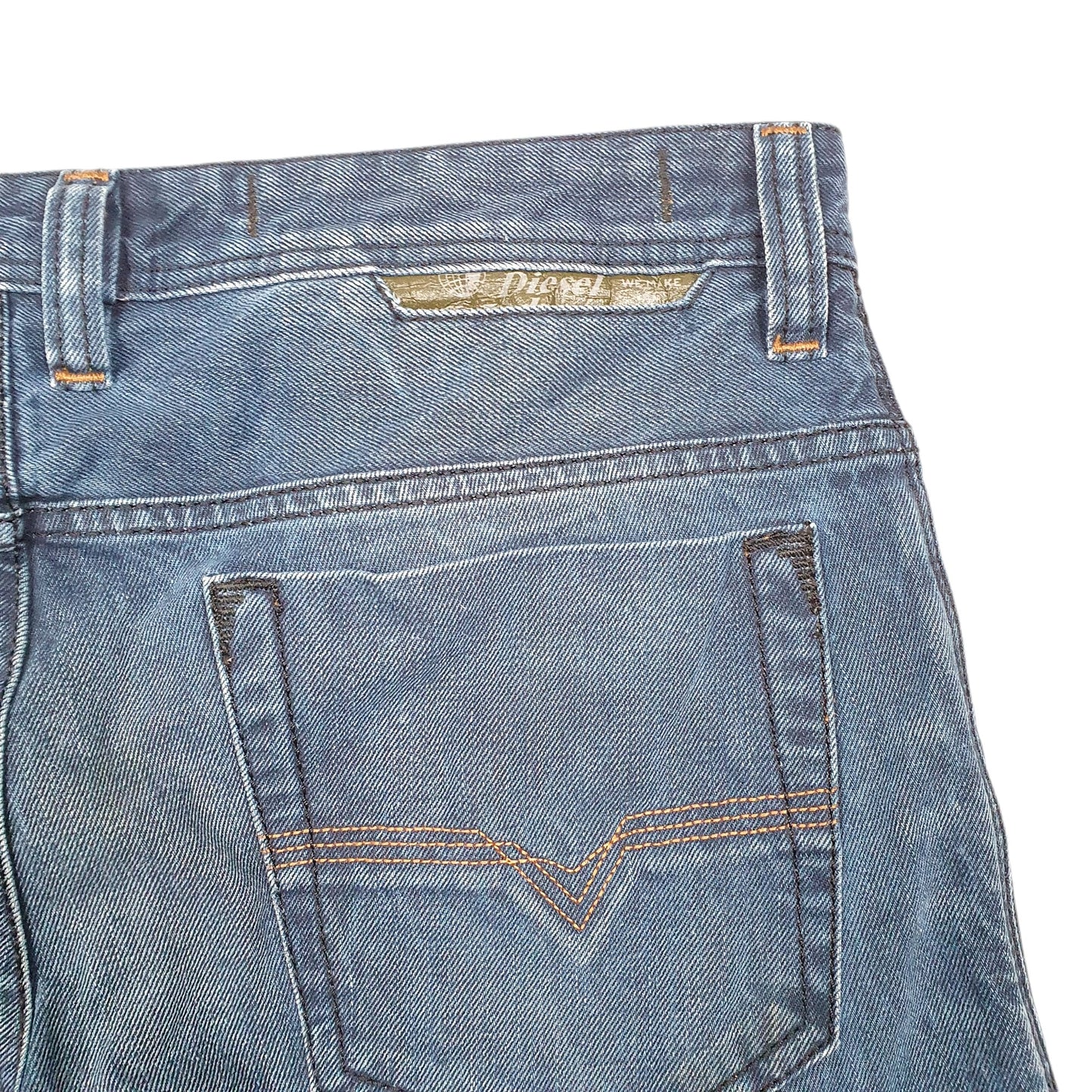 Mens Blue Diesel Slim Jorts Jean Denim Shorts