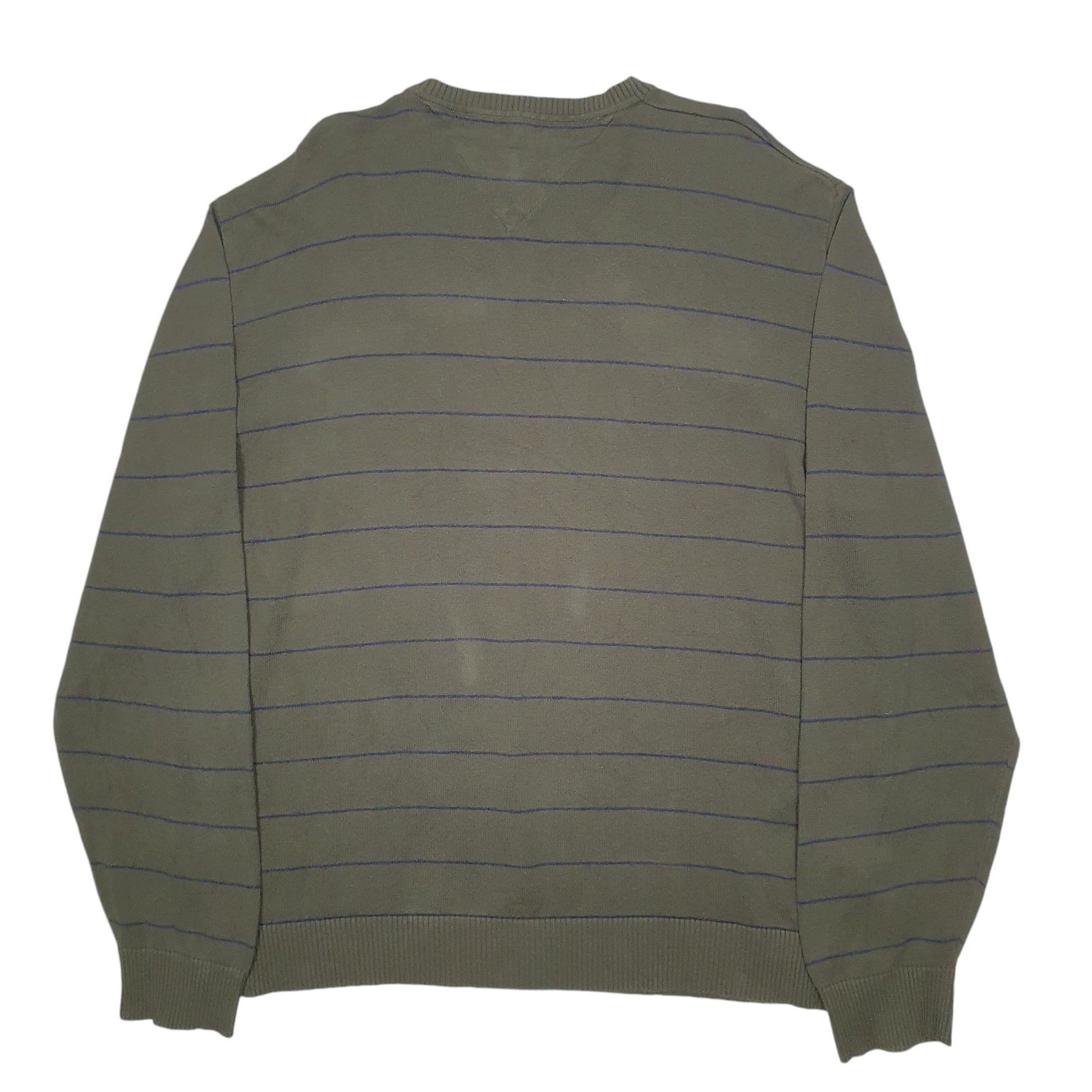 Mens Khaki Tommy Hilfiger Stripes Crewneck Jumper