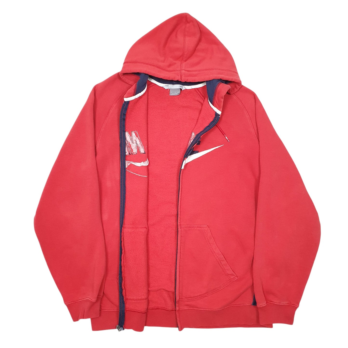 Mens Red Nike Hoodie Swoosh Full Zip Jumper