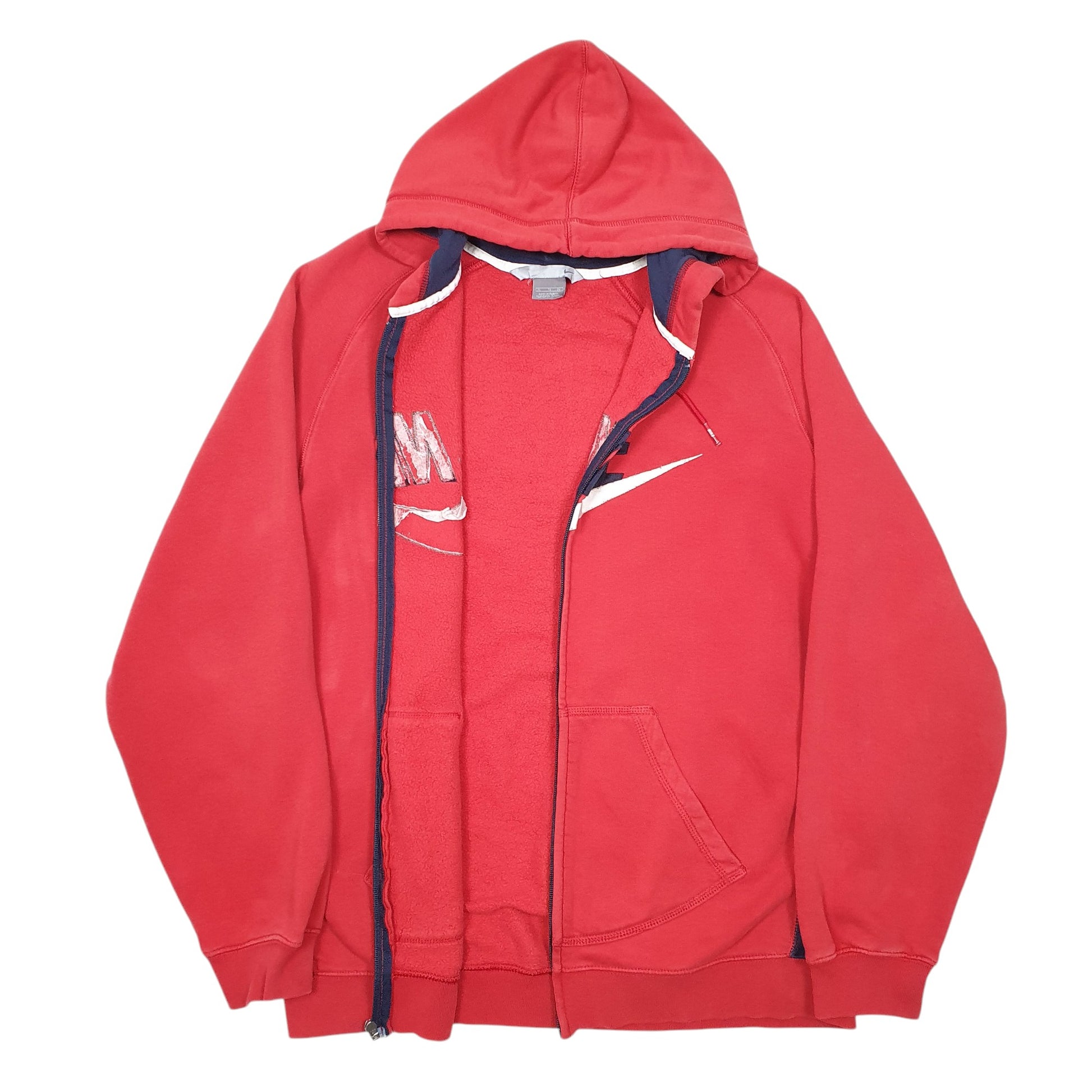 Mens Red Nike Hoodie Swoosh Full Zip Jumper