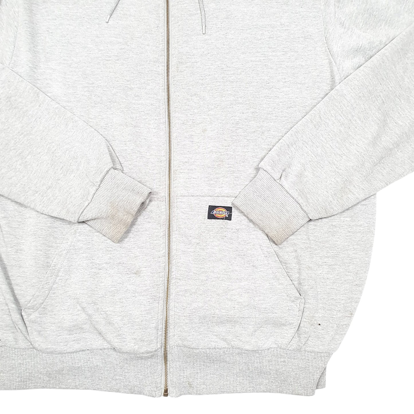 Mens Grey Dickies Hoodie Workwear Waffle Lined Thermal Full Zip Jumper