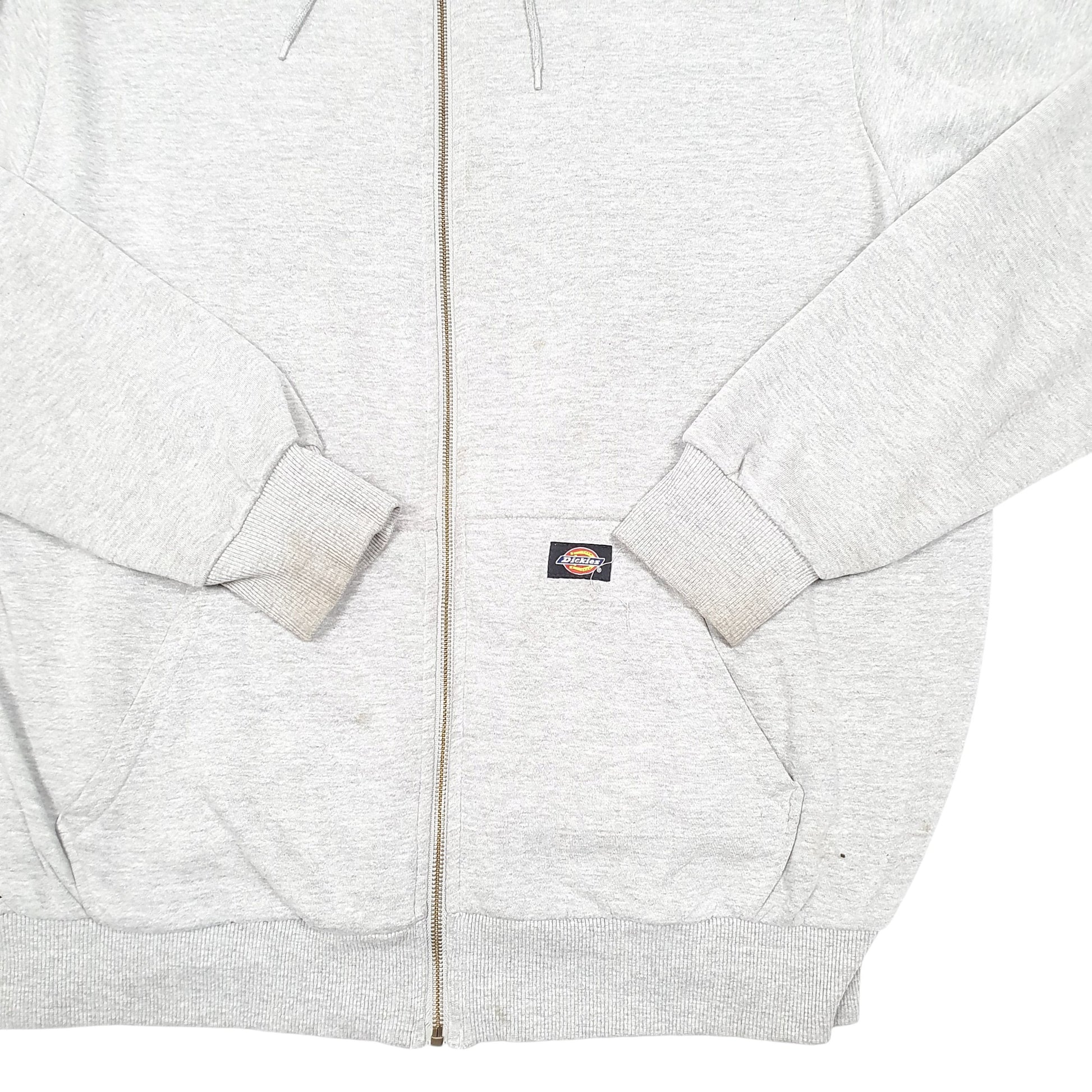 Mens Grey Dickies Hoodie Workwear Waffle Lined Thermal Full Zip Jumper