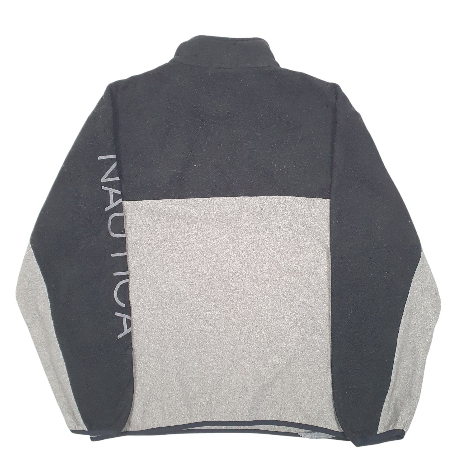 Mens Grey Nautica Sleeve Spellout Quarter Zip Jumper