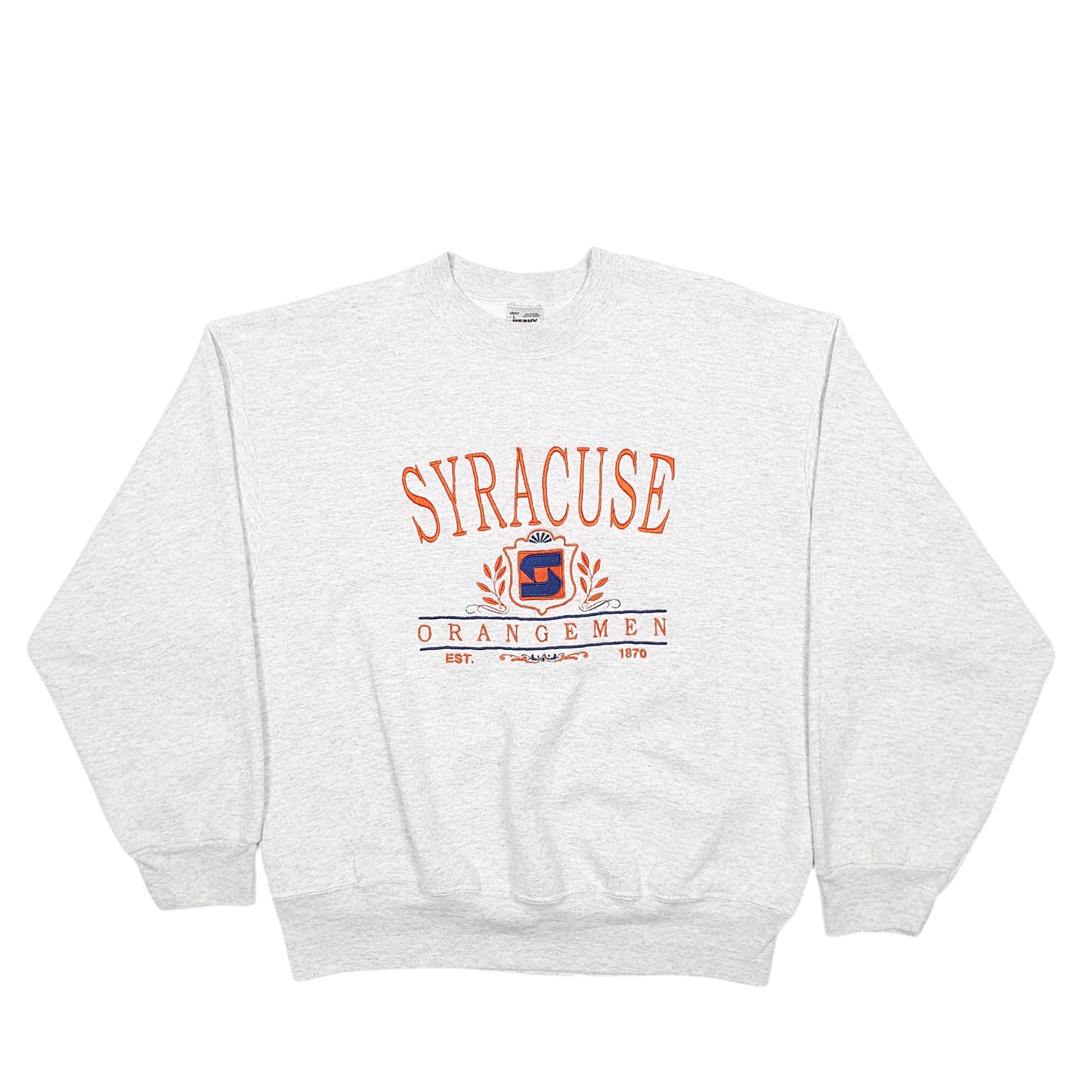 Mens Grey Fruit Of The Loom Syracuse Orangemen Made In USA Vintage 90's Crewneck Jumper