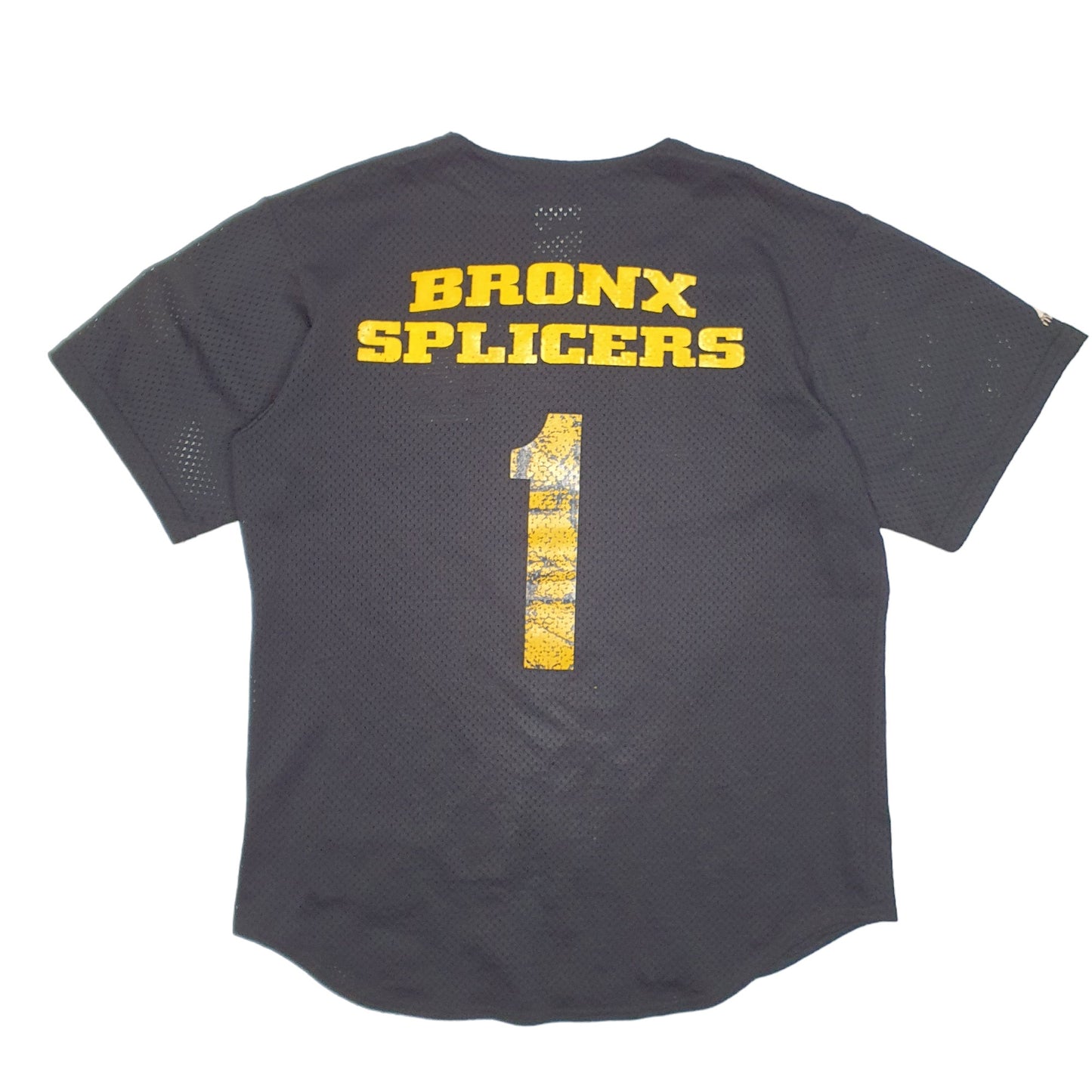 Mens Black Majestic Vintage 90s Baseball Jersey Bronx Little League Community Short Sleeve T Shirt