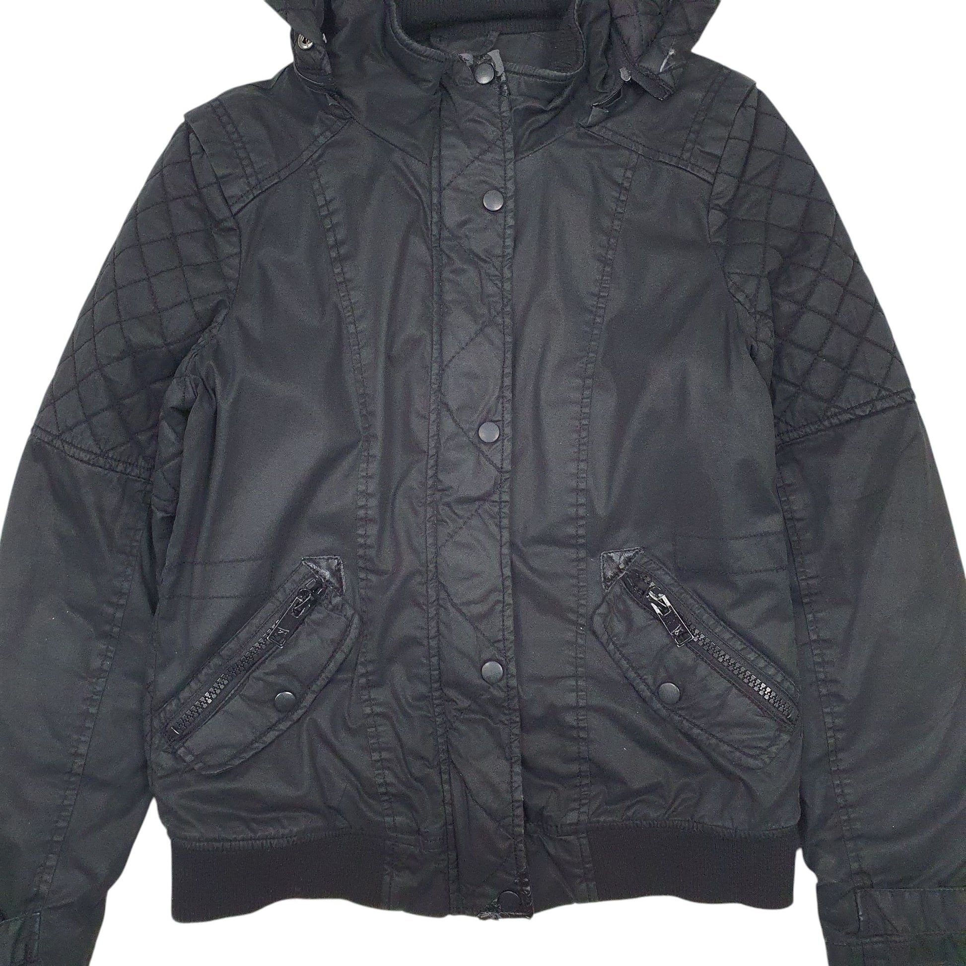 Womens Black FB Sister Hooded Quarter Zip Coat