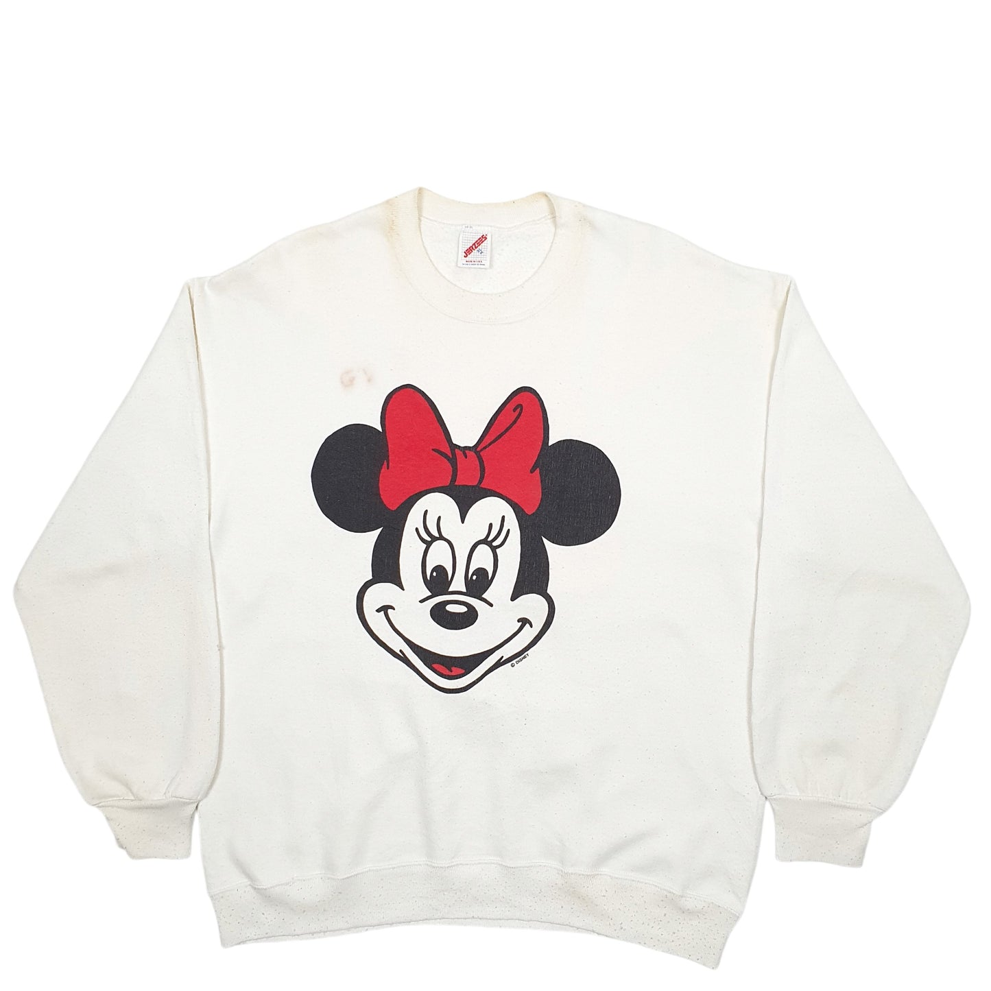 Mens Cream Jerzees Minnie Mouse Vintage 90's Made In USA Crewneck Jumper