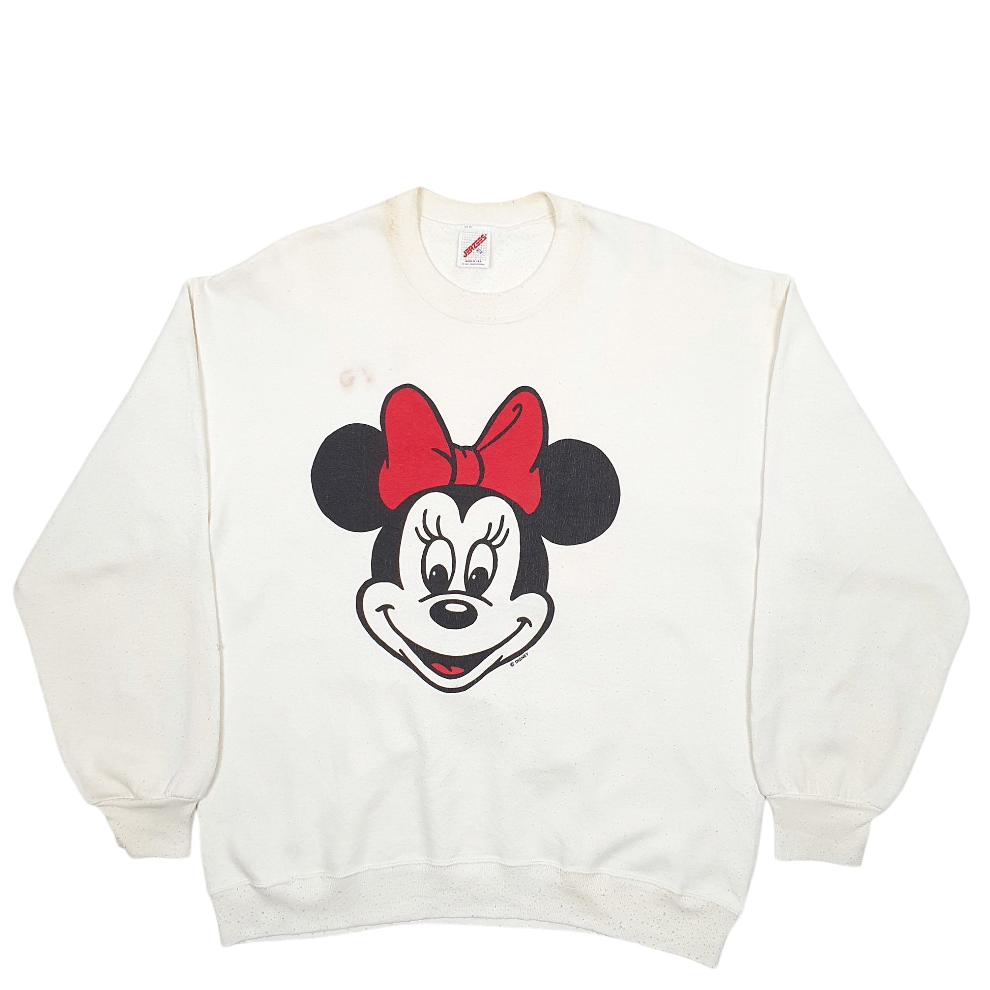 Mens Cream Jerzees Minnie Mouse Vintage 90's Made In USA Crewneck Jumper