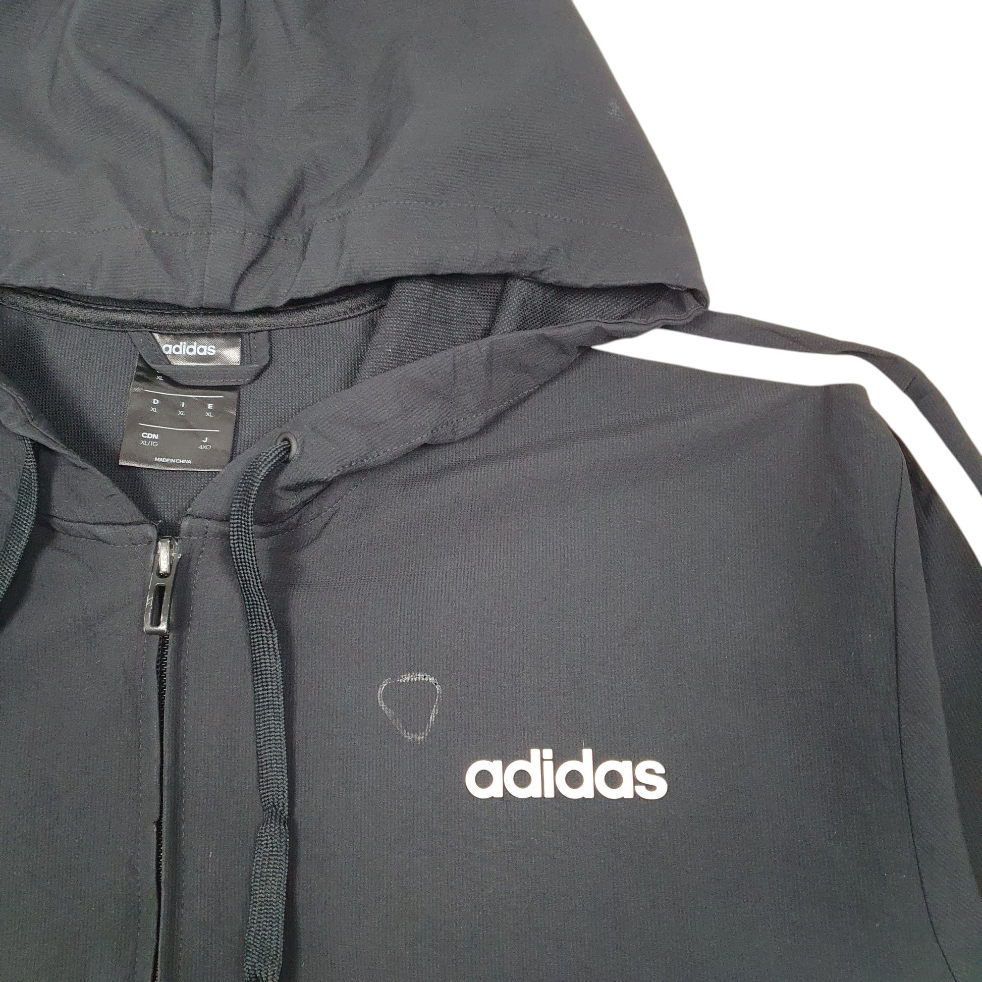 Mens Black Adidas Hooded  Coat