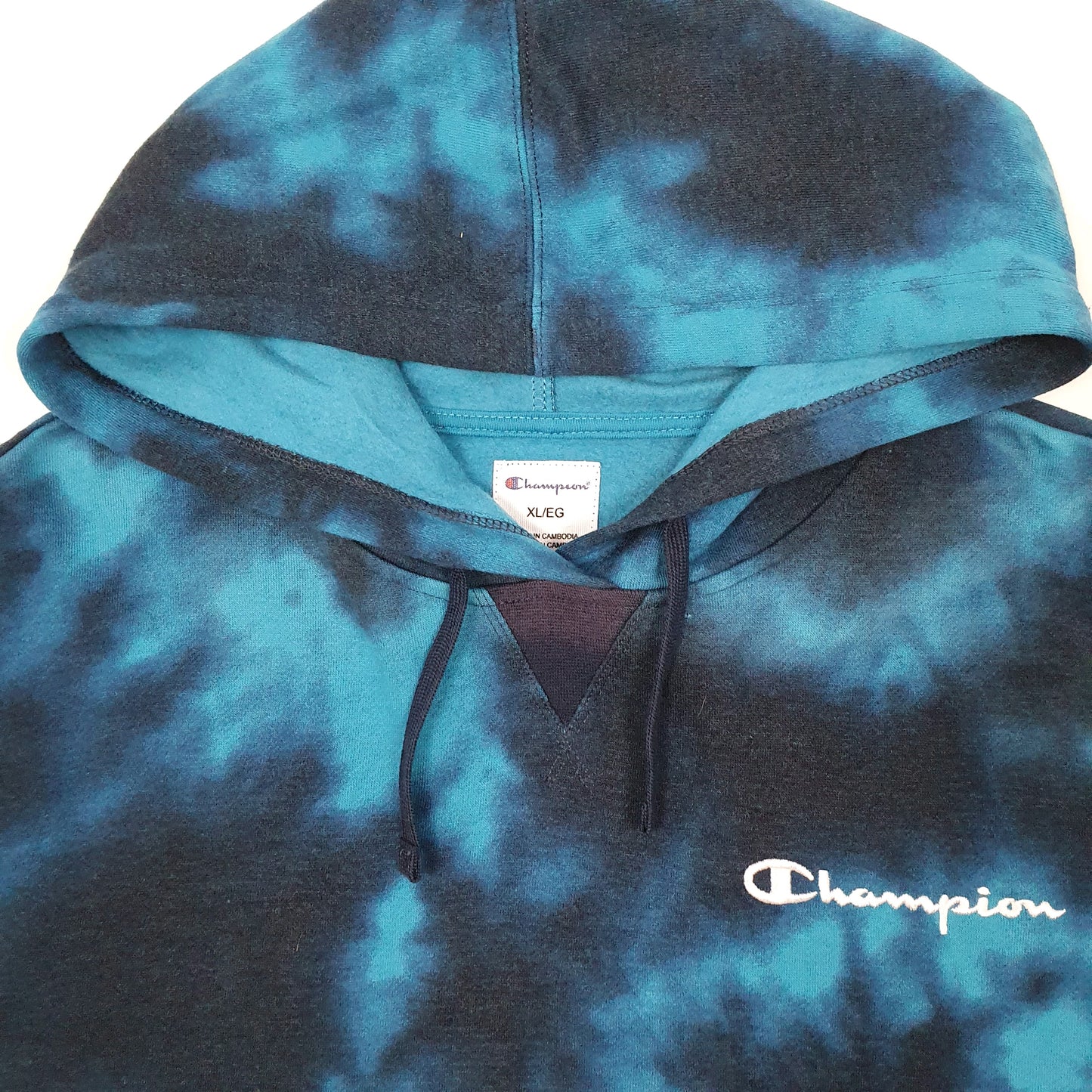 Womens Blue Champion Tie Dye Hoodie Jumper