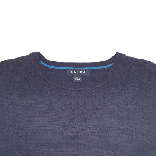 Mens Navy Nautica Knit Crewneck Jumper