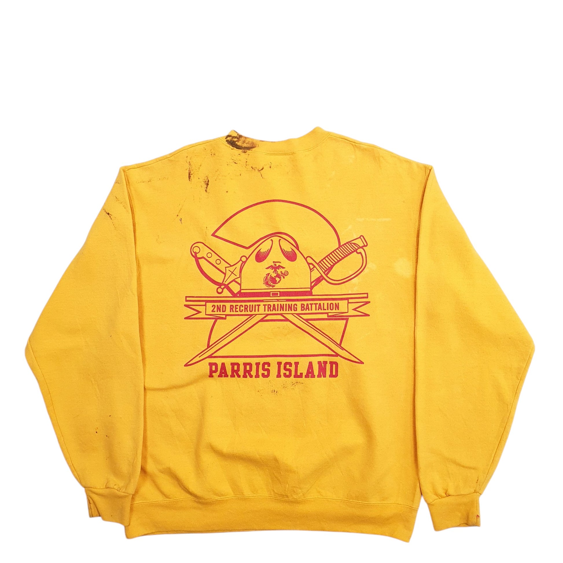 Mens Yellow Champion Second Battalion Army Spellout Crewneck Jumper