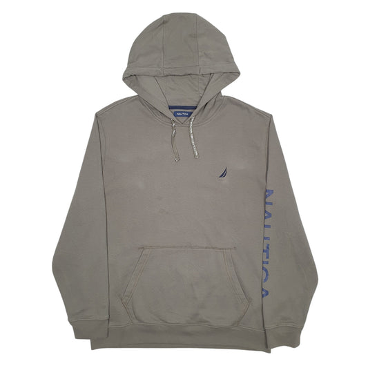 Mens Khaki Nautica Spellout Hoodie Jumper