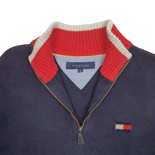 Mens Navy Tommy Hilfiger Knit Quarter Zip Jumper