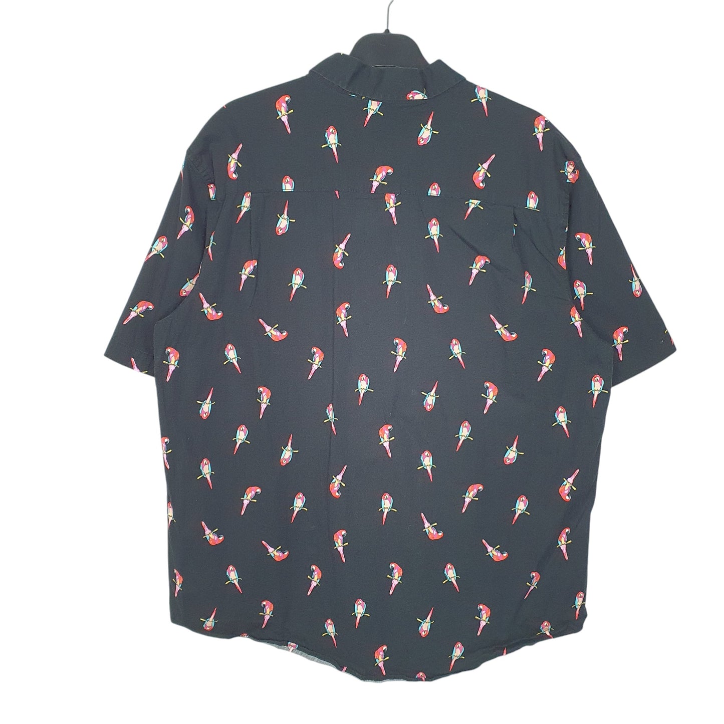 Mens Black George Parrots Hawaiian Short Sleeve Shirt