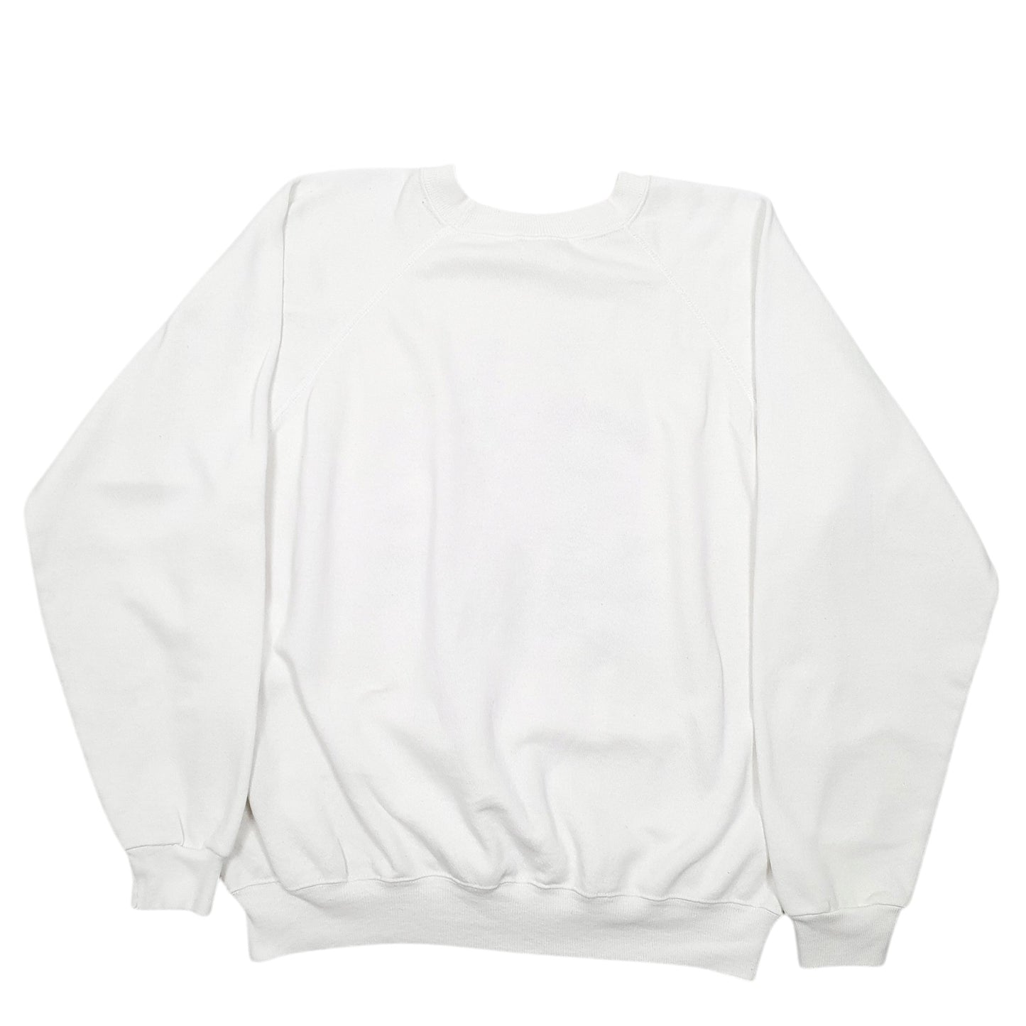 Mens White Hanes Vintage Made In USA Raglan Delphinium Flowers Crewneck Jumper