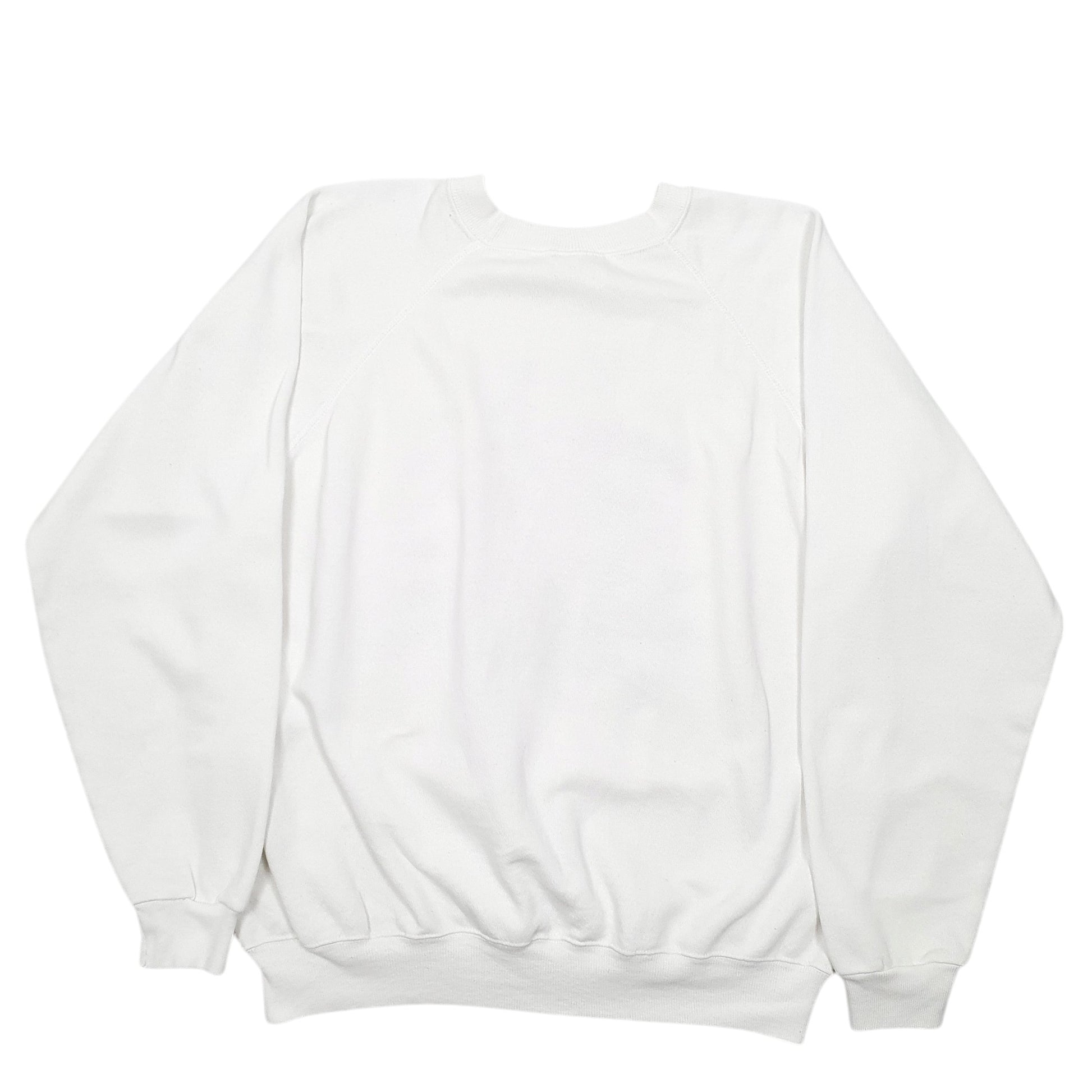 Mens White Hanes Vintage Made In USA Raglan Delphinium Flowers Crewneck Jumper