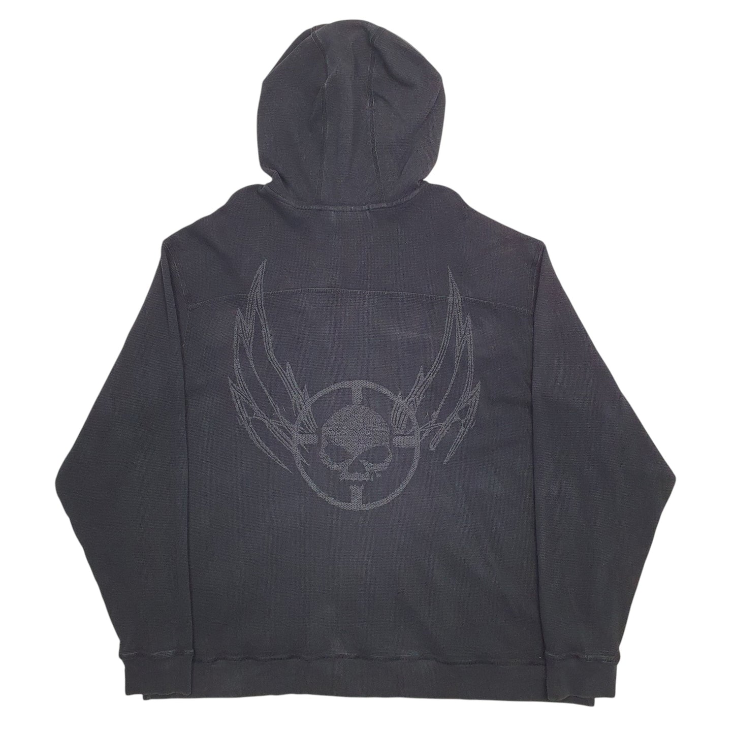 Mens Black Harley Davidson Skull Full Zip Jumper