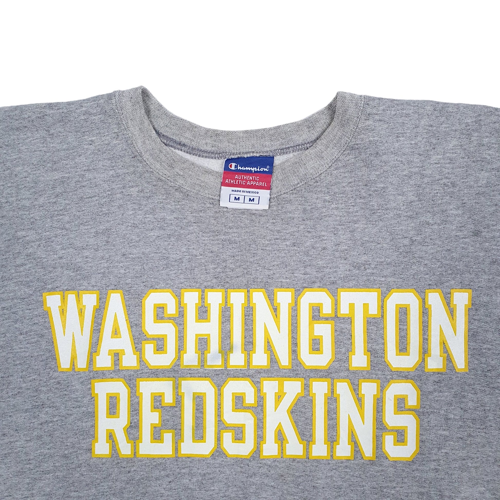 Mens Grey Champion NFL Washington Redskins Commanders Crewneck Jumper