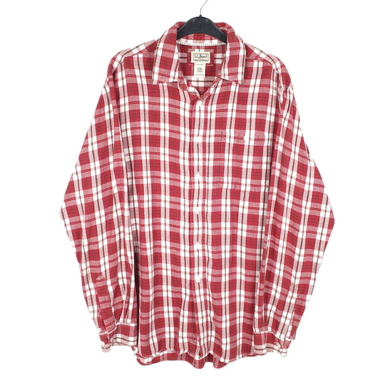 Mens Red L.L.Bean Flannel Long Sleeve Shirt