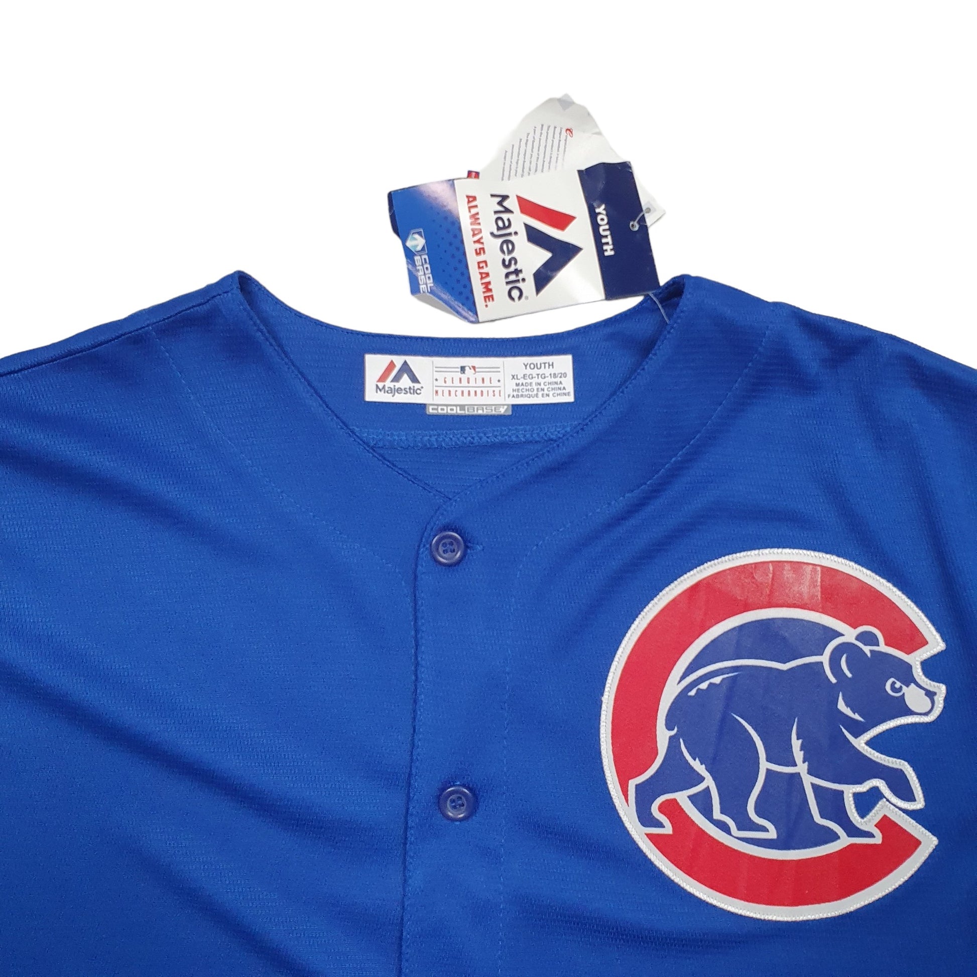 Mens Blue Majestic MLB Baseball Jersey Chicago Cubs Short Sleeve T Shirt