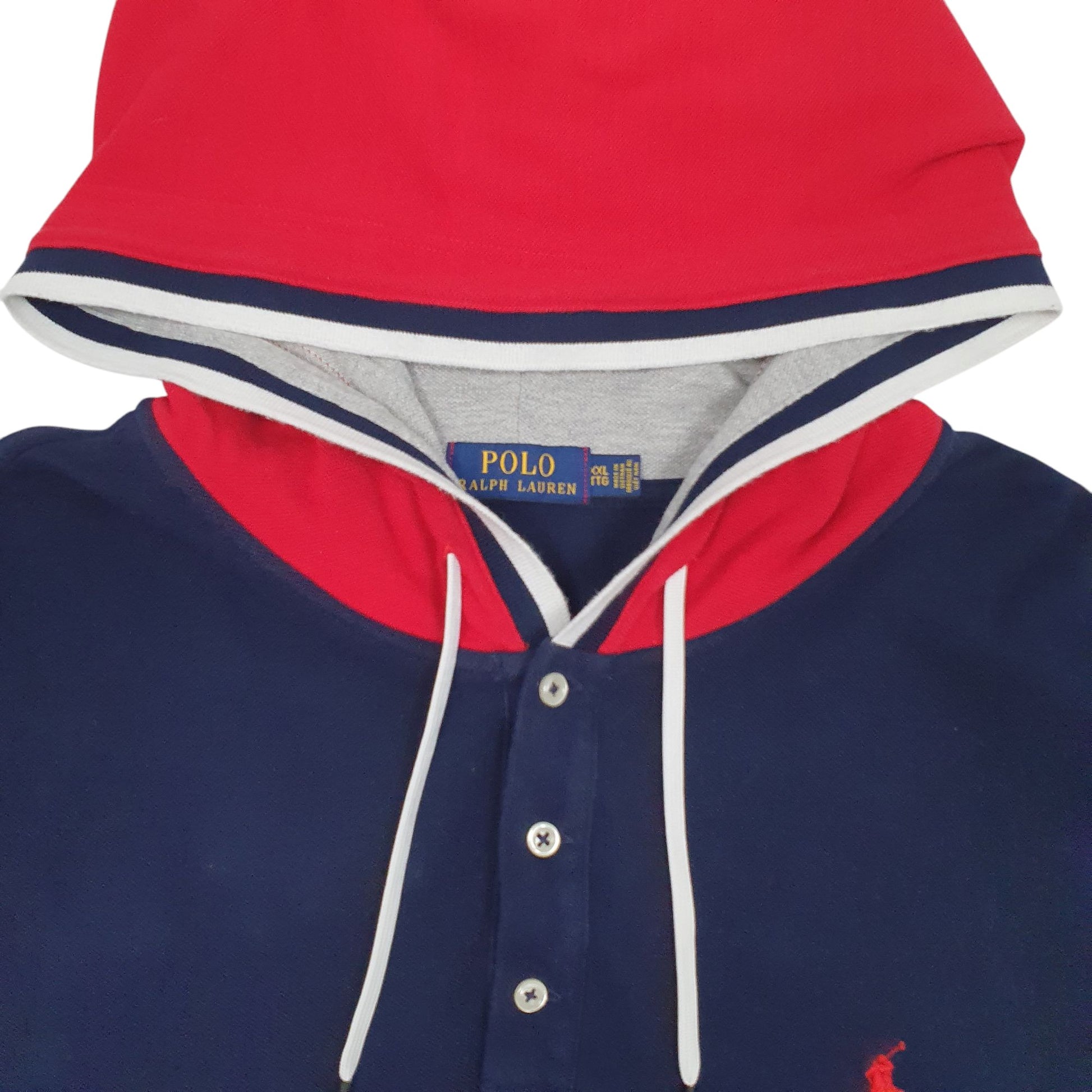 Mens Navy Polo Ralph Lauren Hooded Short Sleeve Polo Shirt