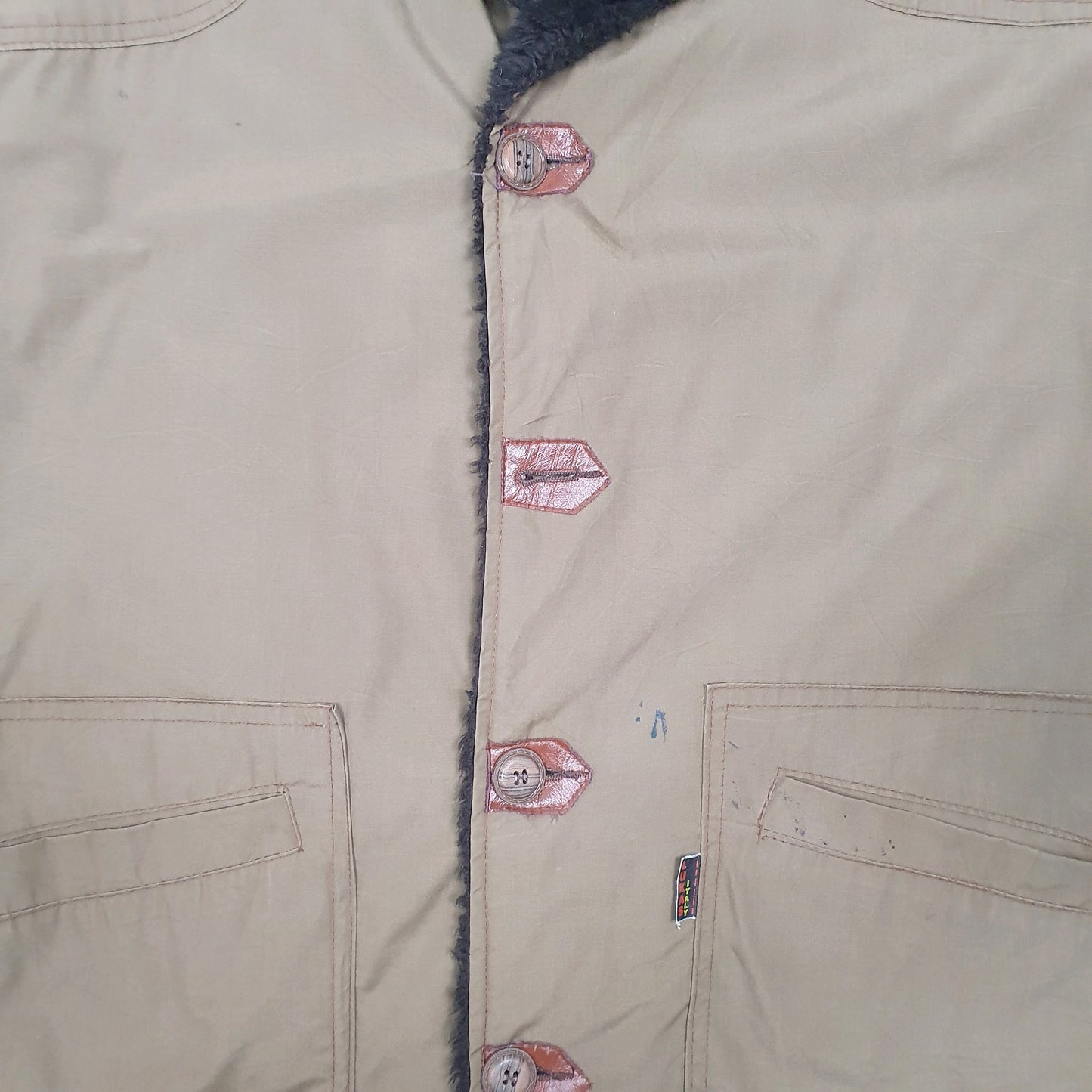 Mens Khaki Lucas Lukas Italy Sherpa Lined  Coat