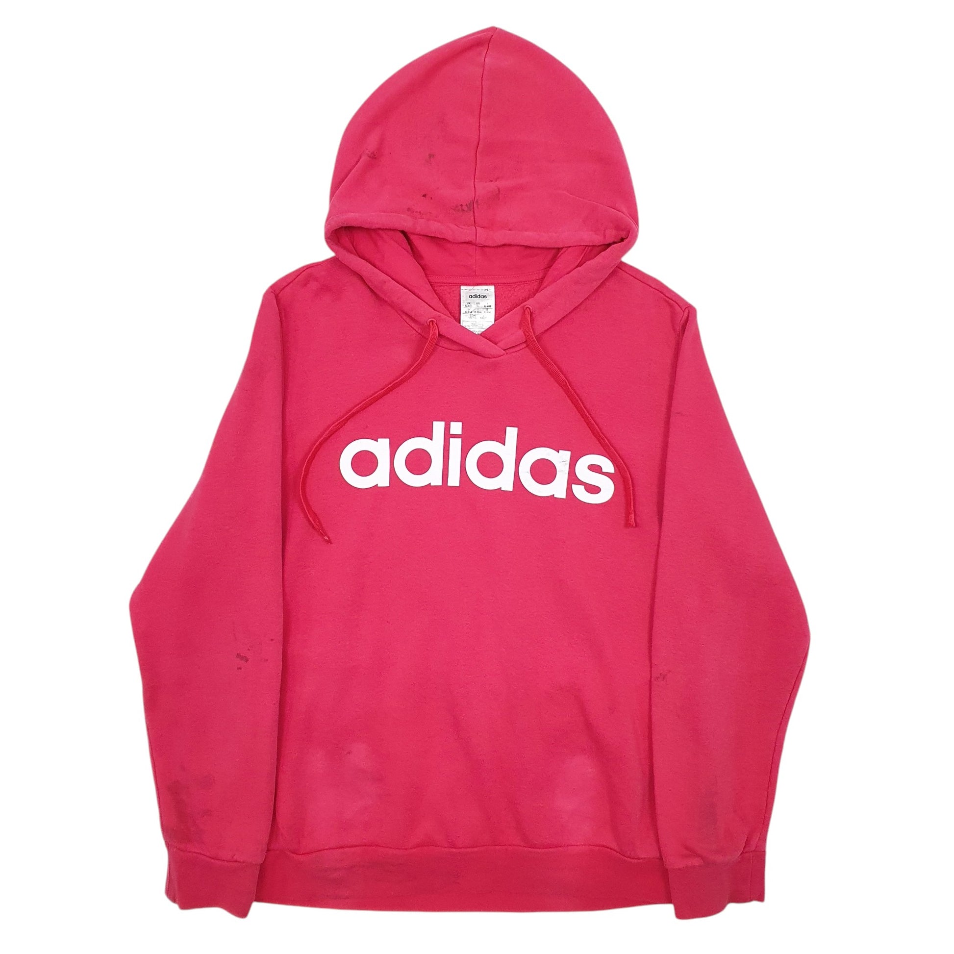 Womens Pink Adidas Spellout Hoodie Jumper