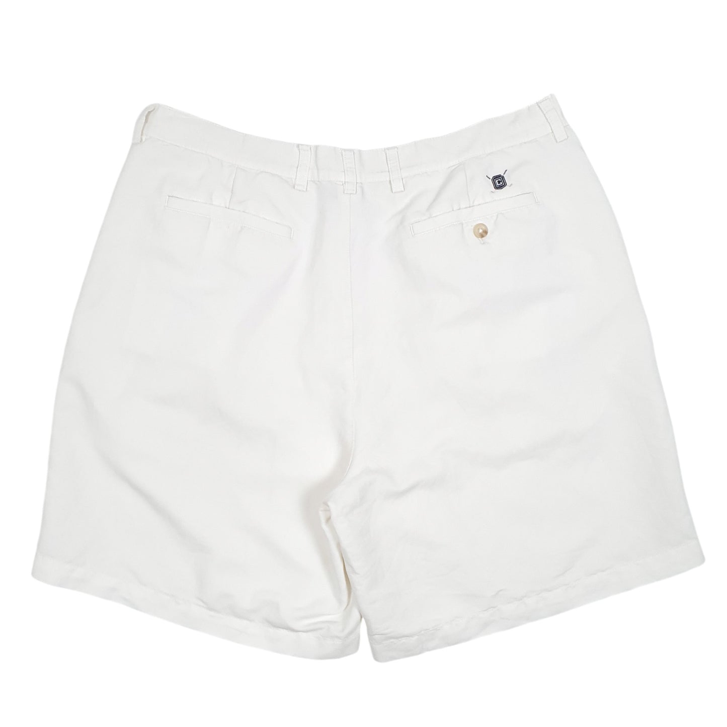 Mens White Chaps Golf Pleated Chino Shorts