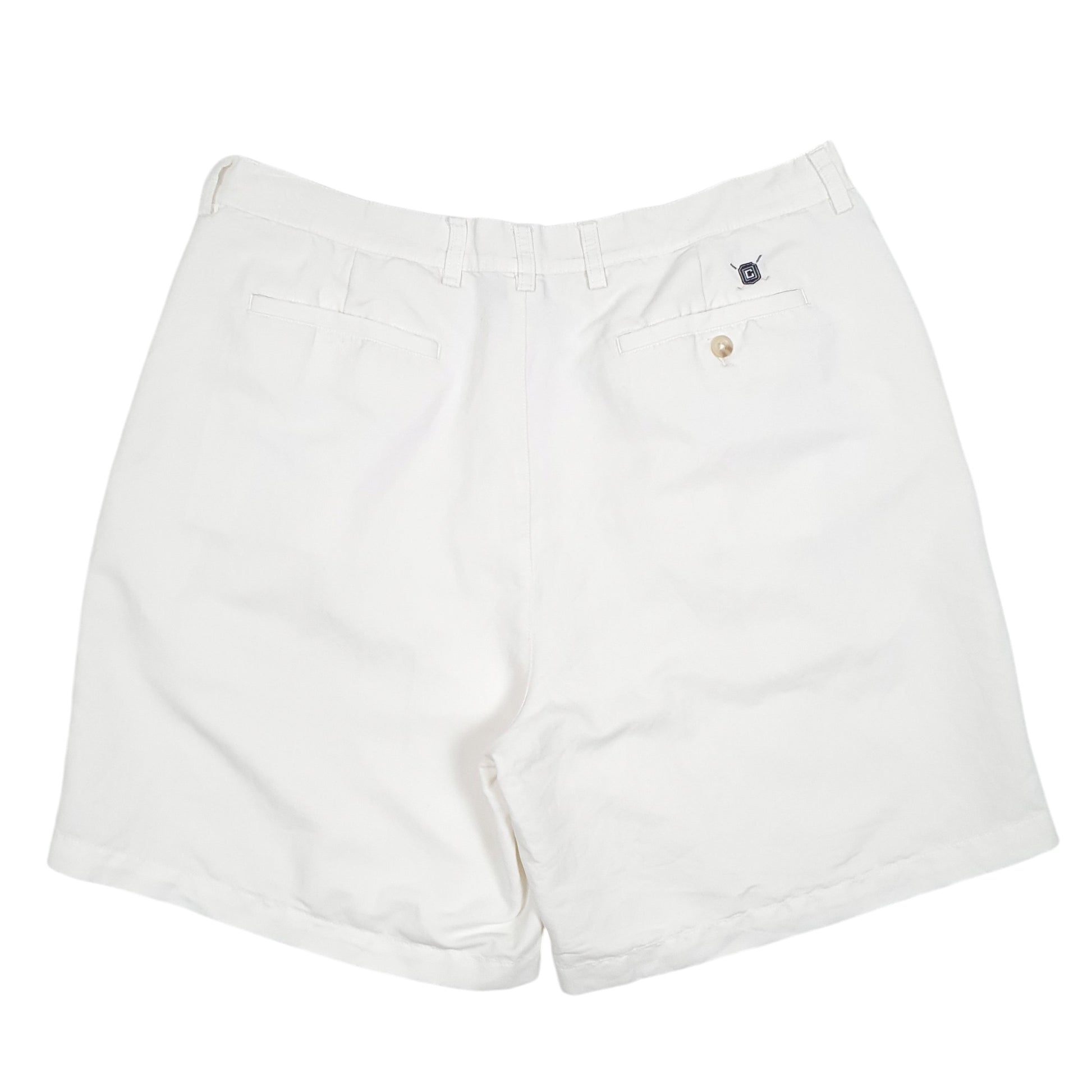 Mens White Chaps Golf Pleated Chino Shorts