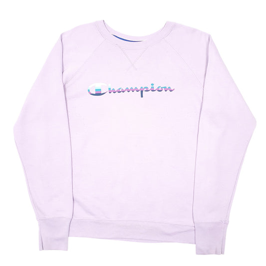 Womens Lilac Champion Raglan Script Crewneck Jumper