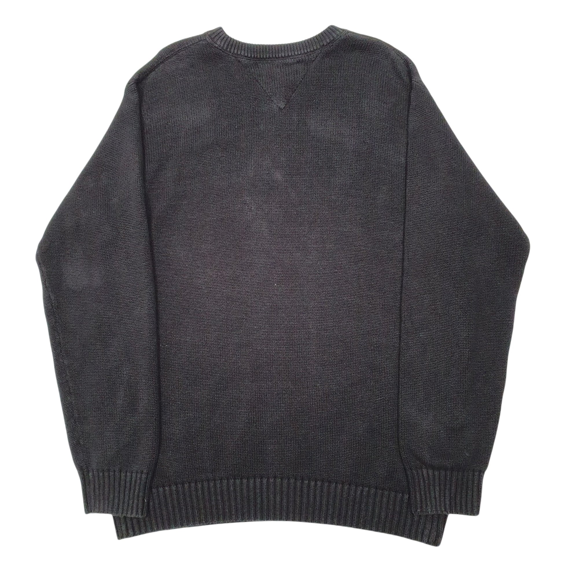 Mens Black Tommy Hilfiger Vintage Crest Knit Crewneck Jumper
