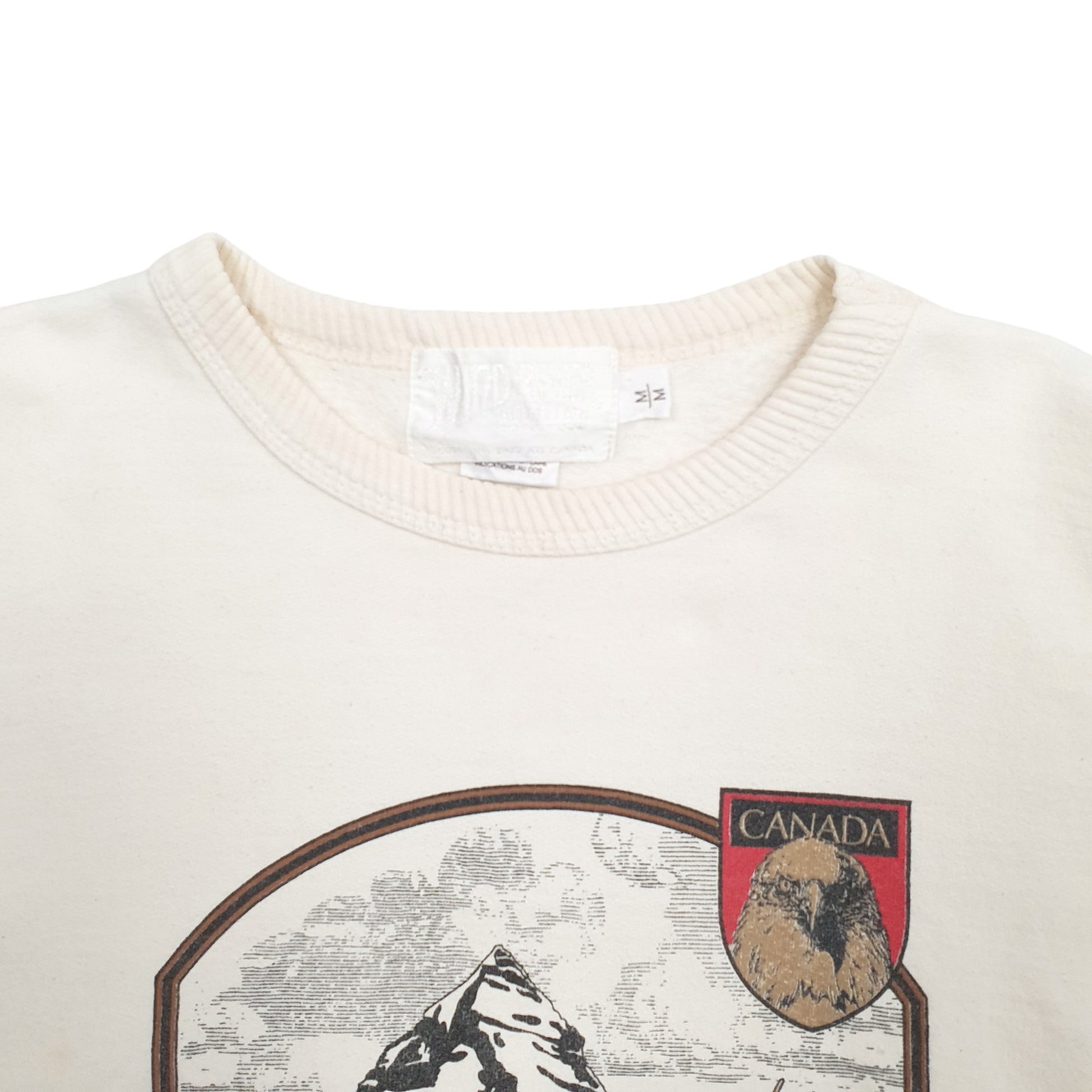 Mens Cream Wind River Outfitters Spellout Canada Moose Crewneck Jumper