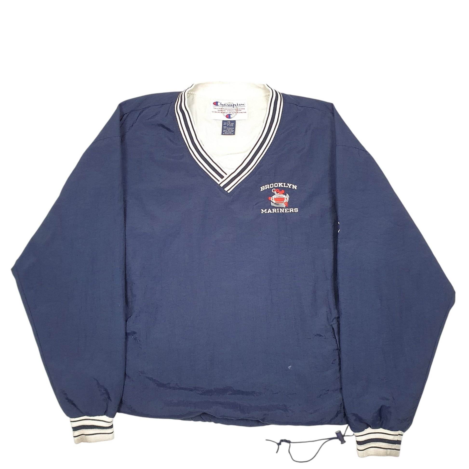 Mens Navy Champion Vintage 90s Brooklyn Marines Football Pop Over Smock  Coat