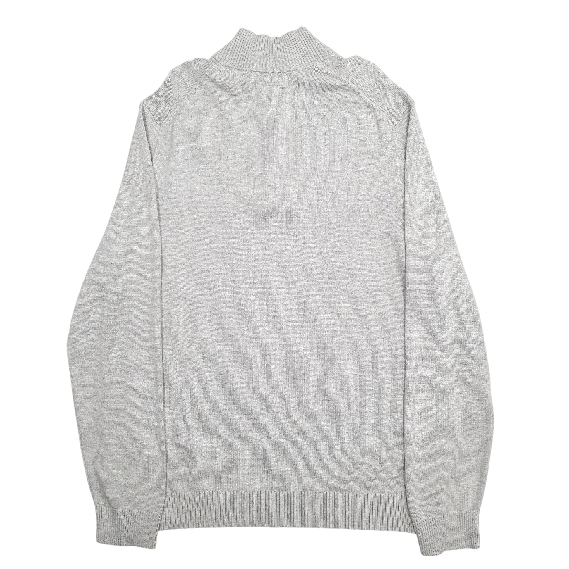 Mens Grey Nautica Knit Quarter Zip Jumper