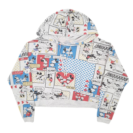 Womens Grey Disney Cartoon Crop Top Hoodie Jumper