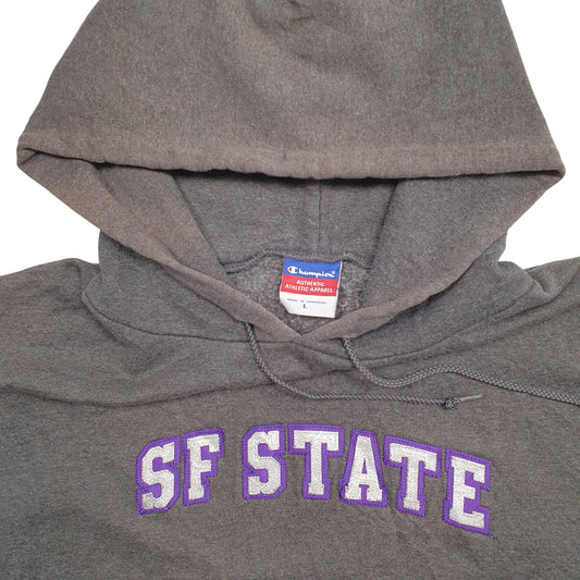 Mens Grey Champion SF State Spellout Hoodie Jumper